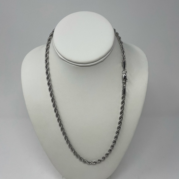 Men’s 5mm Stainless Steel & Silver Rope Chain - Picture 10 of 10